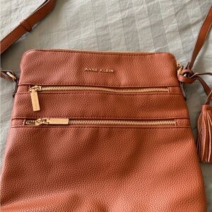 Anne Klein Tan Crossbody Bag with Gold Accents